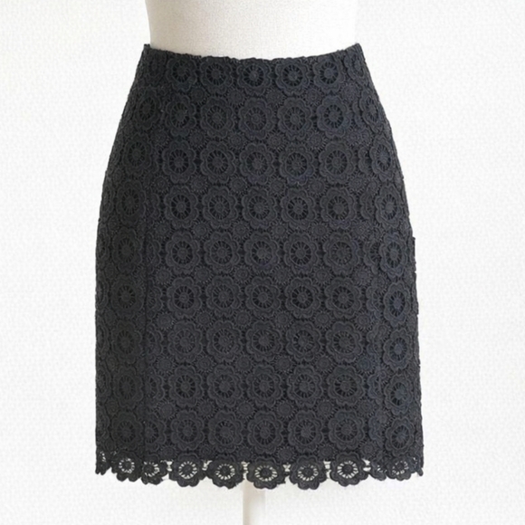 Joe Fresh Dresses & Skirts - Black Floral Crochet Lace Mini Skirt Scalloped Hem Peekaboo Lining | SIZE 2